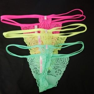 3 VS PINK lacy thongs